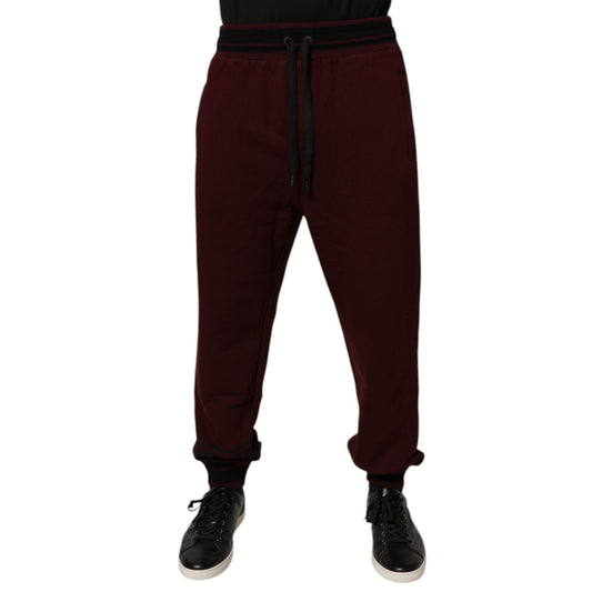 Dolce & Gabbana Maroon Cotton Men Jogger Sweatpants Pants