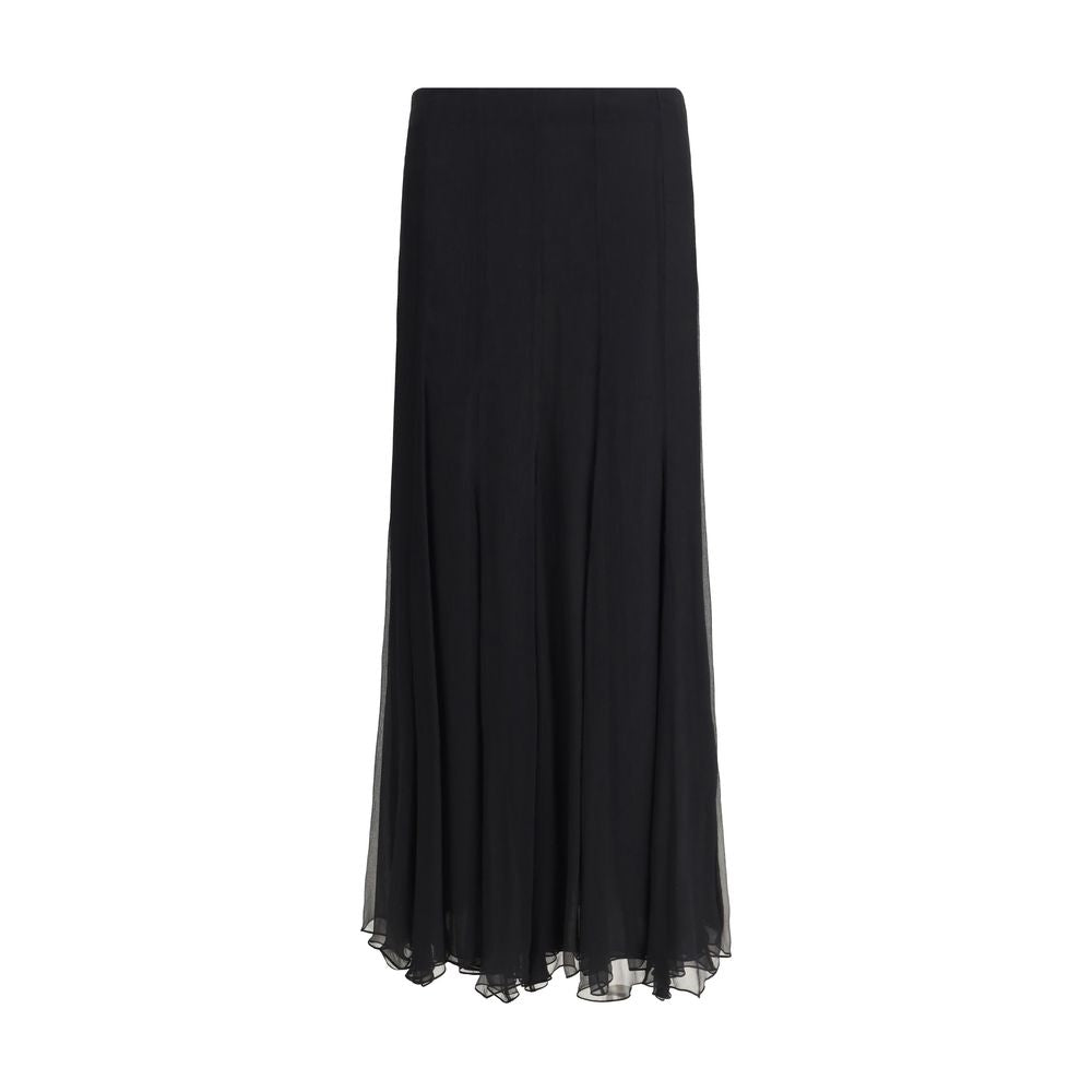 Chloé Black Silk Long Skirt