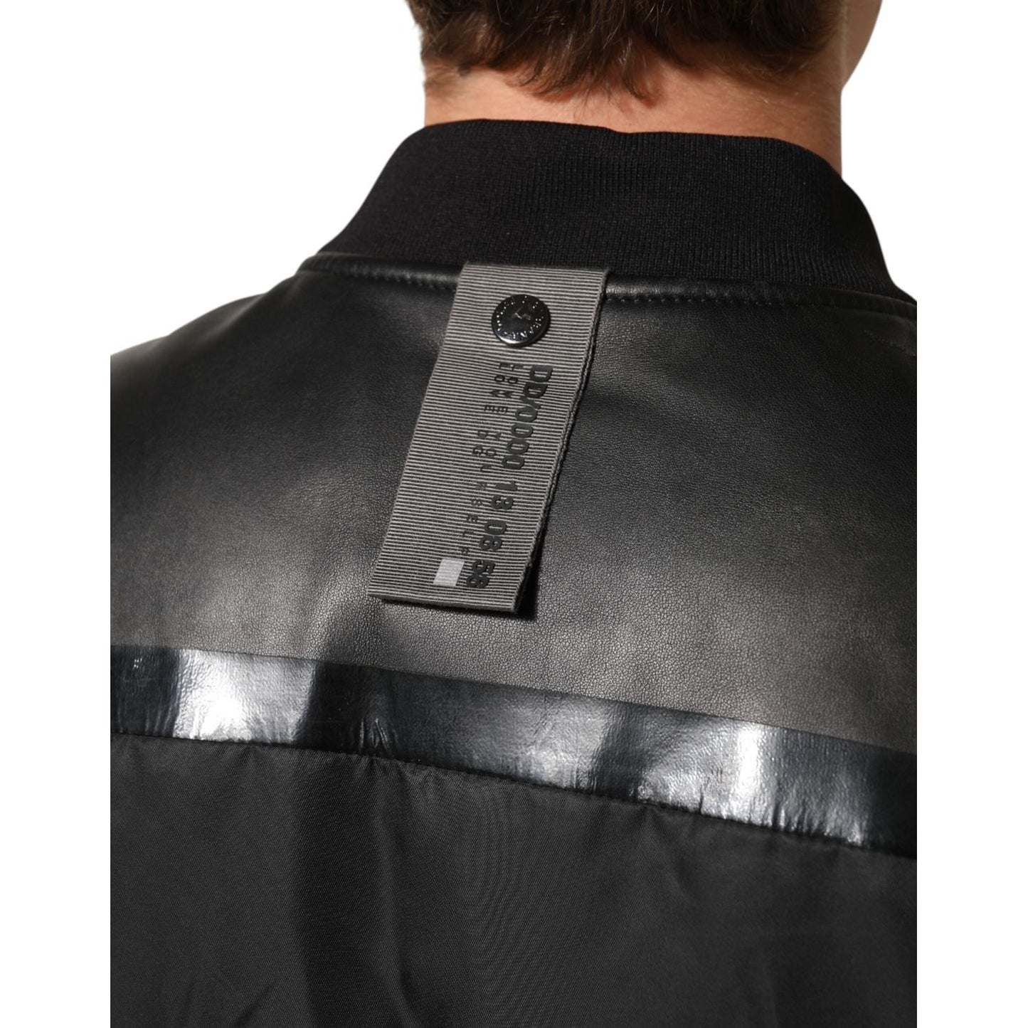 Dolce & Gabbana Black Leather Nylon FullZip Blouson Jacket