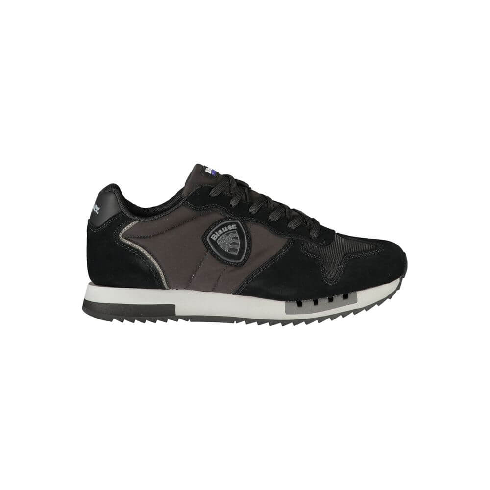 Blauer Black Leather Men Sneaker with sleek design and contrasting details