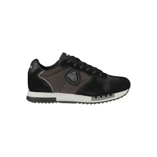 Blauer Black Leather Men Sneaker with sleek design and contrasting details