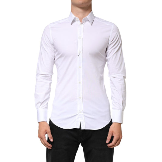 Dolce & Gabbana White Cotton GOLD Formal Men Dress Shirt