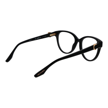 Trussardi Black Acetate Glasses (Frames) - Women's full-rim butterfly style with black acetate frame, demo lenses, and branded case included.
