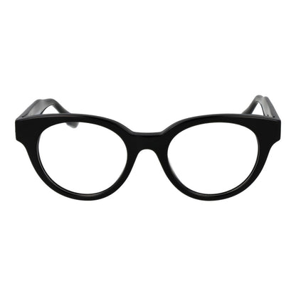 Trussardi Black Acetate Glasses (Frames) with full-rim browline style, unisex design, and spring hinge for comfort.