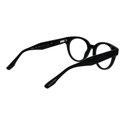 Trussardi Black Acetate Glasses (Frames), unisex full-rim, black acetate, spring hinge, 50-20-145 size, includes branded case.