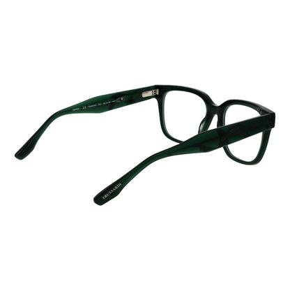 Alt Tag: Trussardi Green Acetate Glasses (Frames) in full-rim square style with green color, for men, includes branded case.