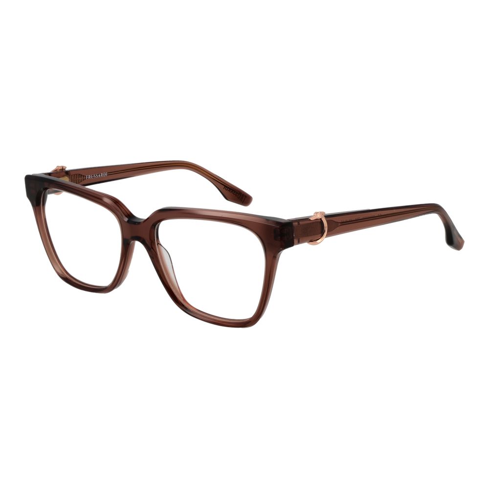 Trussardi Brown Acetate Glasses (Frames) full-rim square style with demo lenses, women's eyewear.