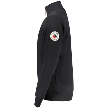 Norway 1963 Black Cotton Sweatshirt with long sleeves, applique logo, and two zip pockets