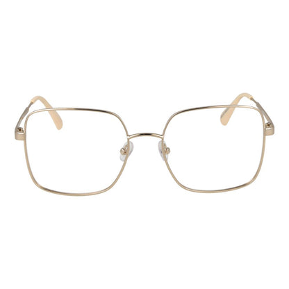 Max & Co Gold Metal Glasses (Frames) for women, square style, full-rim, demo plastic lenses, gold color, size 55-18-140.