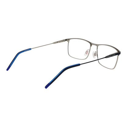 Hugo Boss Blue Stainless Steel Glasses (Frames) for men, full-rim browline style, blue frame, stainless steel construction, spring hinge.