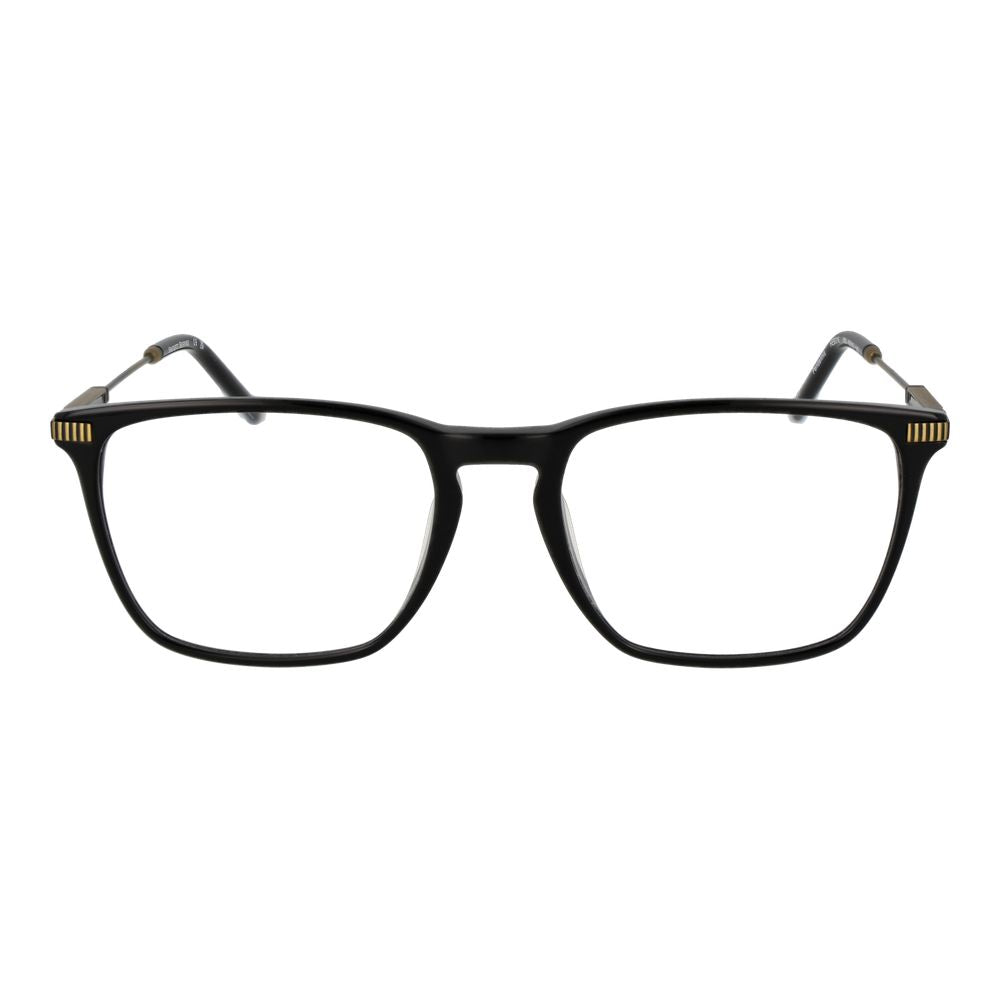 Hackett Black Acetate Glasses (Frames) with full-rim black acetate frame, demo lenses, rectangular style, 55mm width, no spring hinge.