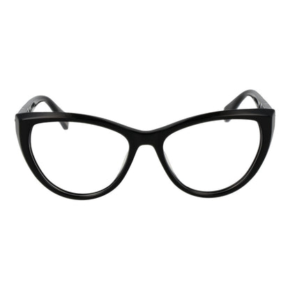 Police Black Plastic Glasses (Frames) for women, cat eye style, full-rim, black color with demo lenses, size 53-16-140.