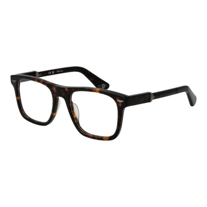 Police Brown Cellulose Acetate Glasses (Frames) for men with a full-rim square style, 52-20-145 dimensions.