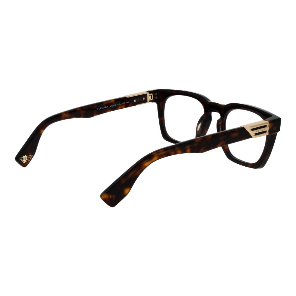 Police Brown Cellulose Acetate Glasses (Frames) for men, full-rim square style, brown frame with branded case, 51-22-145 size.