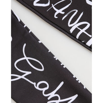Dolce & Gabbana Black White DG Logo Elbow Length Mitten Gloves
