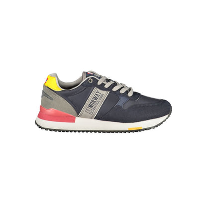 Norway 1963 Blue Polyester Men Sneaker with vibrant design and comfort, featuring contrasting details for modern trendsetters.