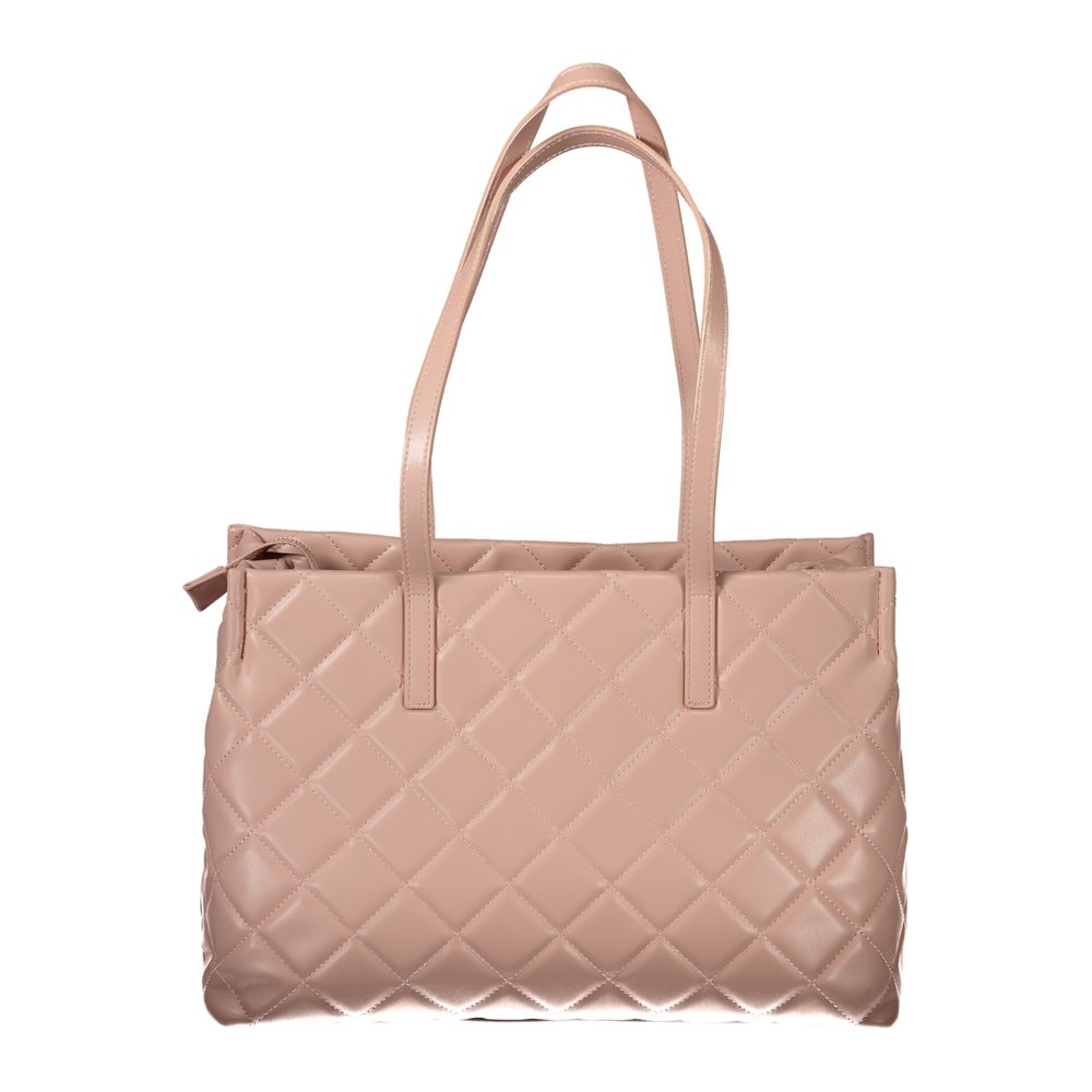 Mario Valentino Pink Polyethylene Handbag with 2 handles, laptop compartment, central pocket, contrast details, zip closure.