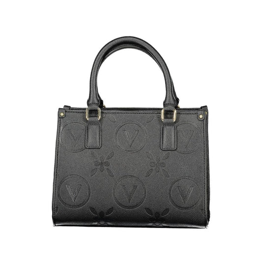 Mario Valentino Black Polyethylene Handbag with dual handles, adjustable straps, internal pockets, contrast details, and zip closure.