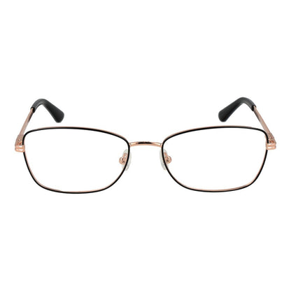 Guess Black Metal Glasses (Frames) for women with full-rim rectangle style, black metal frame, demo lenses, and 140mm temples.