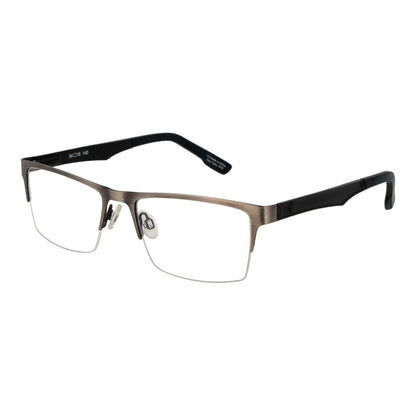 Spy Gray Plastic Glasses (Frames) for men in gunmetal color, half-rim plastic design, rectangle style with demo lenses, perfect for stylish looks.