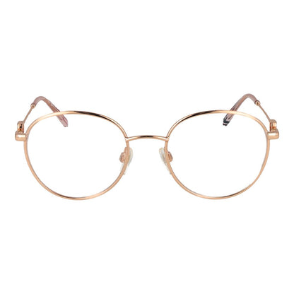 Tommy Hilfiger Gold Stainless Steel Glasses (Frames) for women, featuring full-rim design with gold frame and demo plastic lenses.