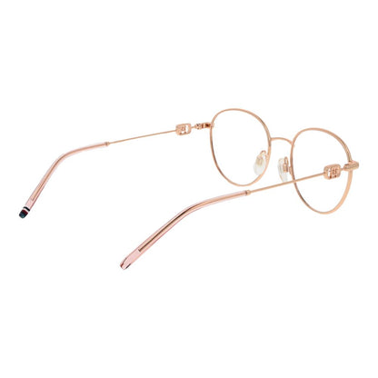 Tommy Hilfiger Gold Stainless Steel Glasses (Frames) for Women, Full-Rim Panto Style with Demo Lenses and Branded Case Included