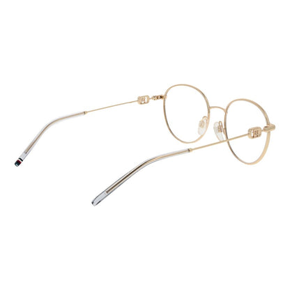 Tommy Hilfiger Gold Metal Glasses (Frames) for women, full-rim panto style with gold metal frame. Includes branded case.