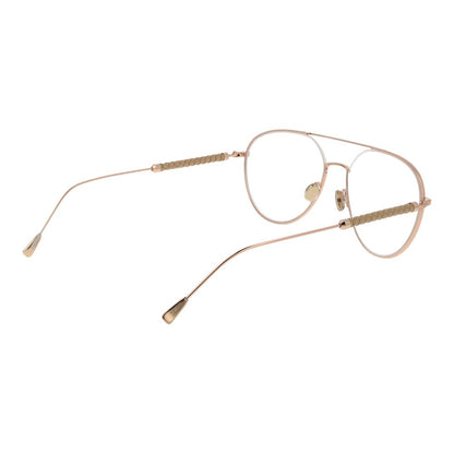 Tod's Rose Gold Metal Glasses (Frames) aviator style half-rim for men with demo plastic lenses and metal frame.