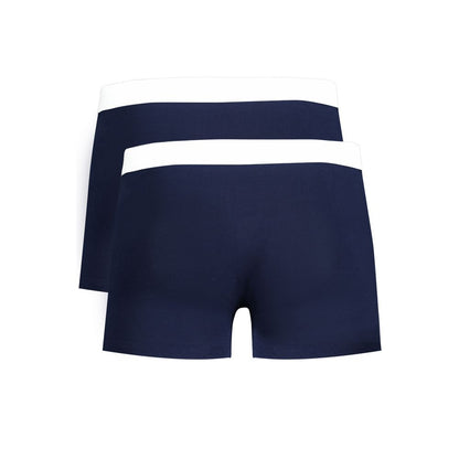 Trussardi Blue Cotton Underwear with elastic waist and logo print, basic bi-pack boxer parts