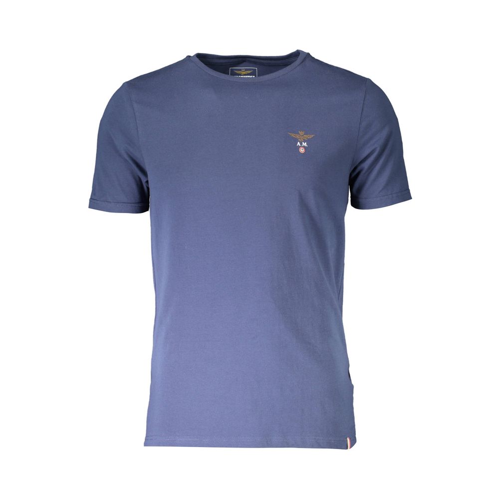 Aeronautica Militare Blue Cotton Underwear outdoor t-shirt with short sleeves, crew neck, and logo.