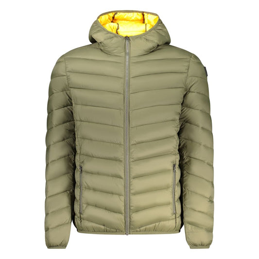 Marina Yachting Green Polyamide Men Jacket with hood and zip, featuring two external and two internal pockets, designed for nautical style.