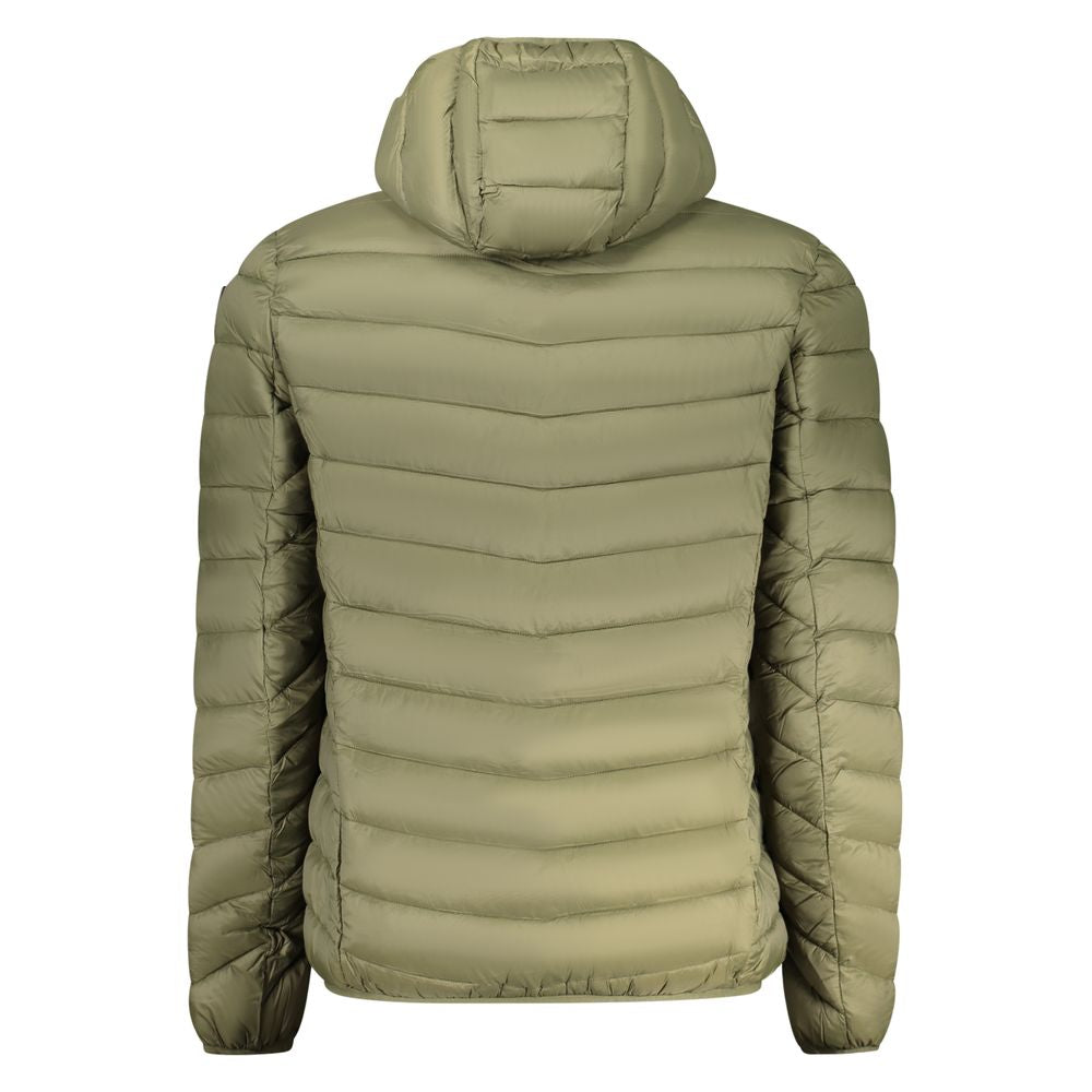 Back view of Marina Yachting Green Polyamide Men Jacket with hood and padded design.