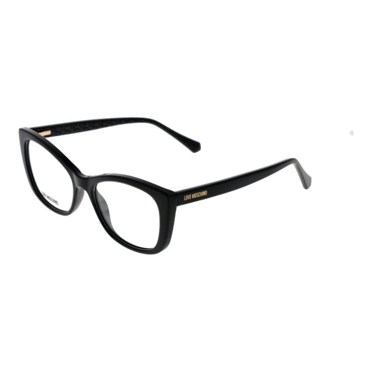 Love Moschino Black Cellulose Propionate Glasses (Frames), full-rim butterfly style, for women with branded case.