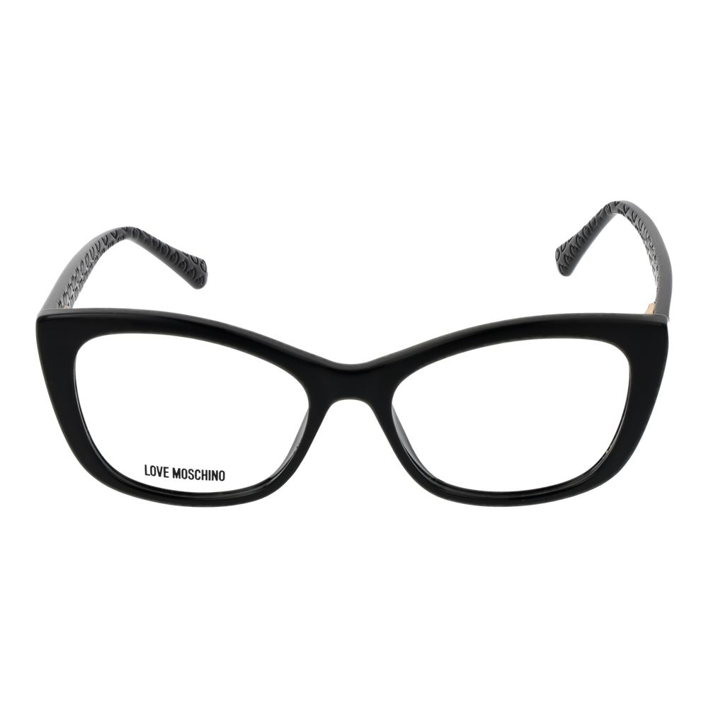 Love Moschino Black Cellulose Propionate Glasses (Frames) in full-rim butterfly style with demo lenses.