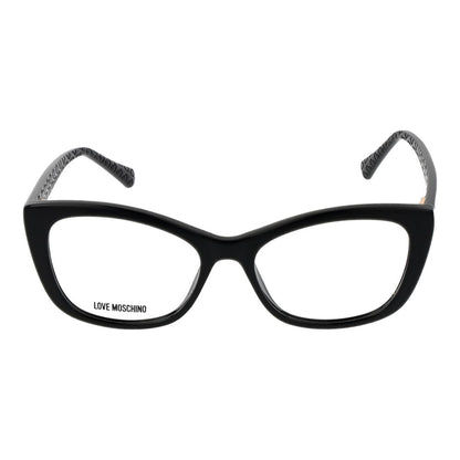 Love Moschino Black Cellulose Propionate Glasses (Frames) in full-rim butterfly style with demo lenses.