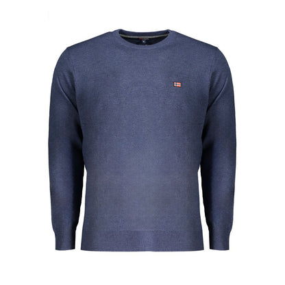 Norway 1963 Blue Polyester Sweater with embroidery and logo, long-sleeved crew neck t-shirt.