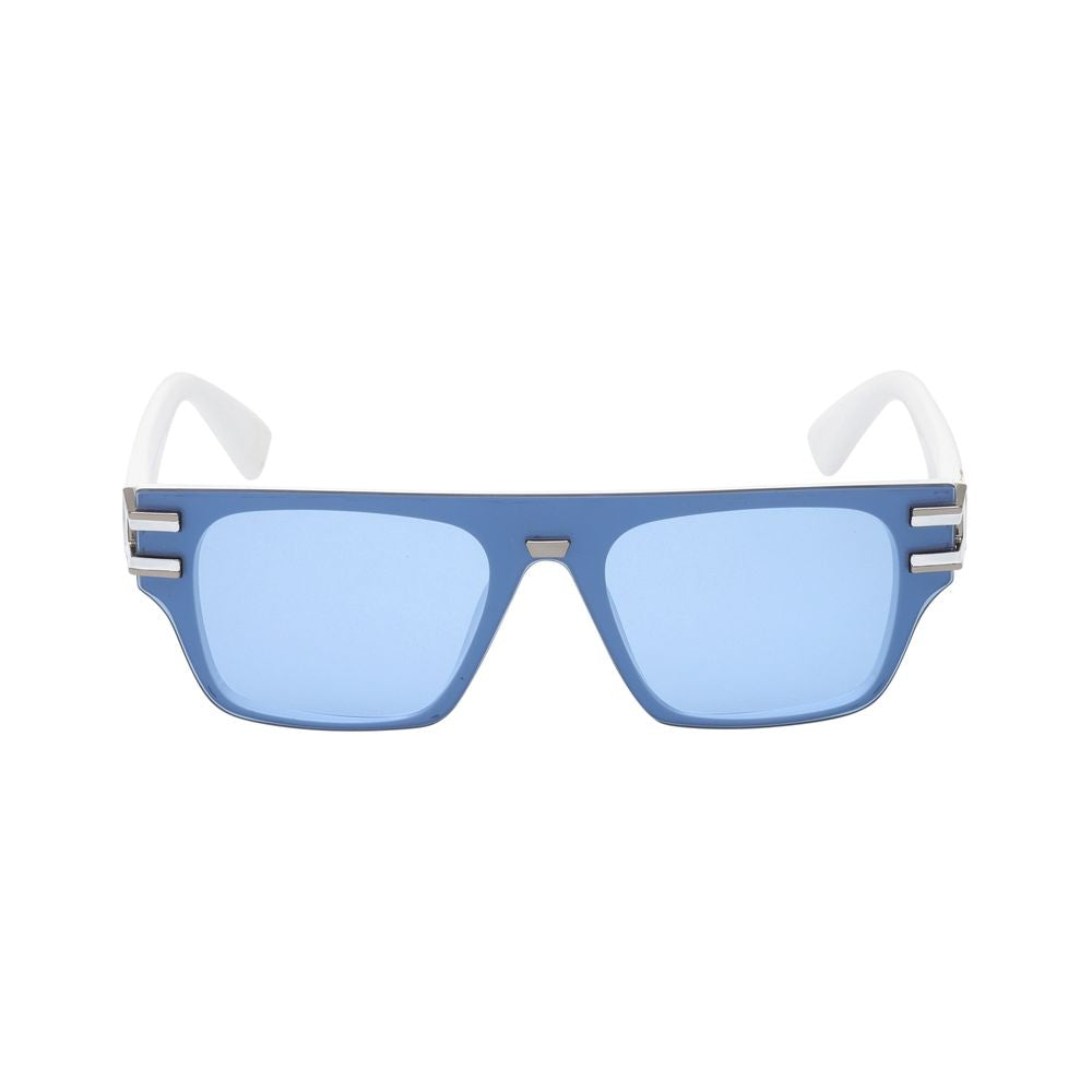 Guess White Resin Sunglasses with blue lens and unique bridge design, model GO00061-0021V, measures 00/0/145 mm, stylish eyewear.
