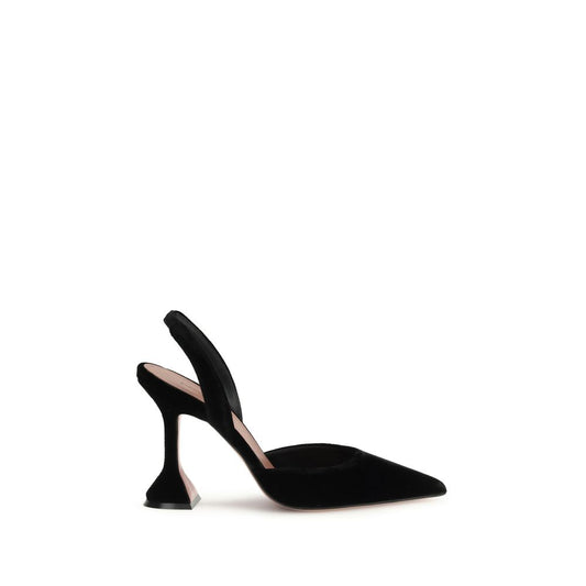 Amina Muaddi Black Rubber High Heel Pumps