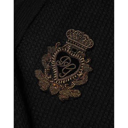 Dolce & Gabbana Black Crest Long Sleeve Men Pullover Sweater