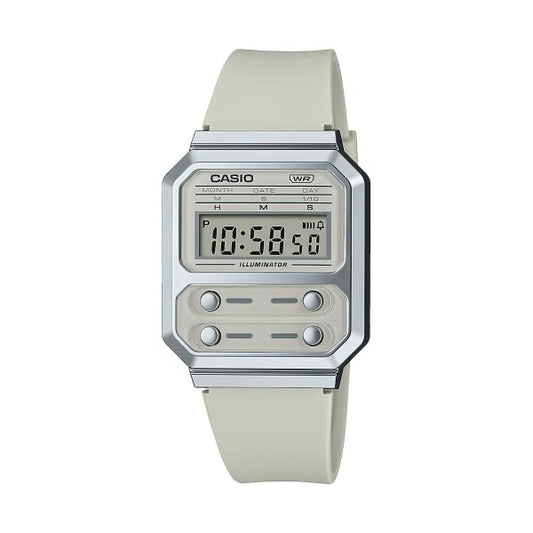 CASIO VINTAGE Mod. EDGY COLLECTION - CREAM ***SPECIAL PRICE*** unisex wristwatch with resin case and silicone strap, multifunction quartz movement.