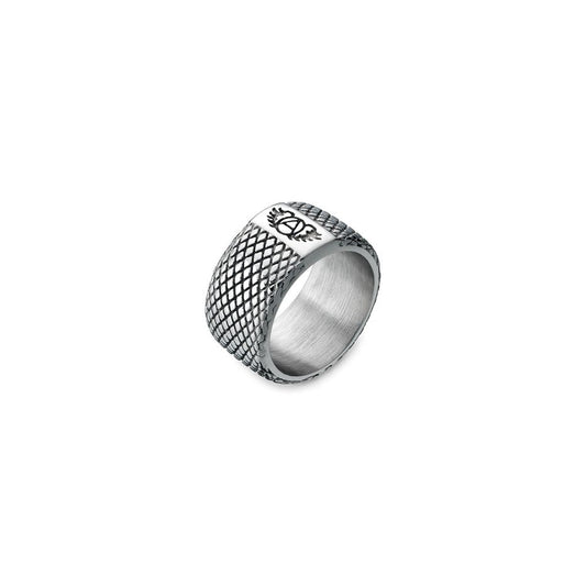 Silver ring with textured pattern, AN JEWELS JEWELRY Mod. AA.R01S-10, features unique design ideal for contemporary fashion.