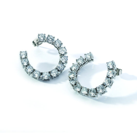Elegant diamond hoop earrings from AN JEWELS JEWELRY Mod. AL.ELOY11SC on white background, showcasing exquisite craftsmanship.