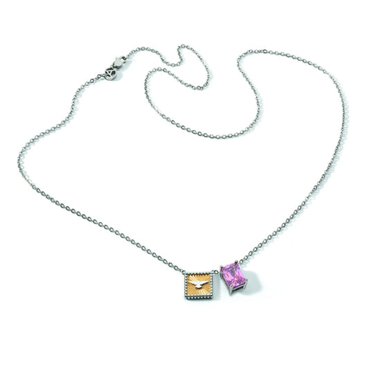 AN JEWELS JEWELRY Mod. AL.NLOY2YS necklace with pink and gold charm.