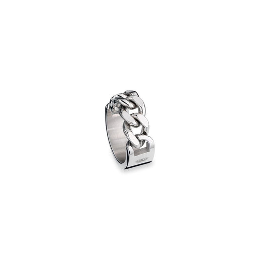 Alt Tag: AN JEWELS JEWELRY Mod. AL.RLY01S-9 stylish silver ring with chain design