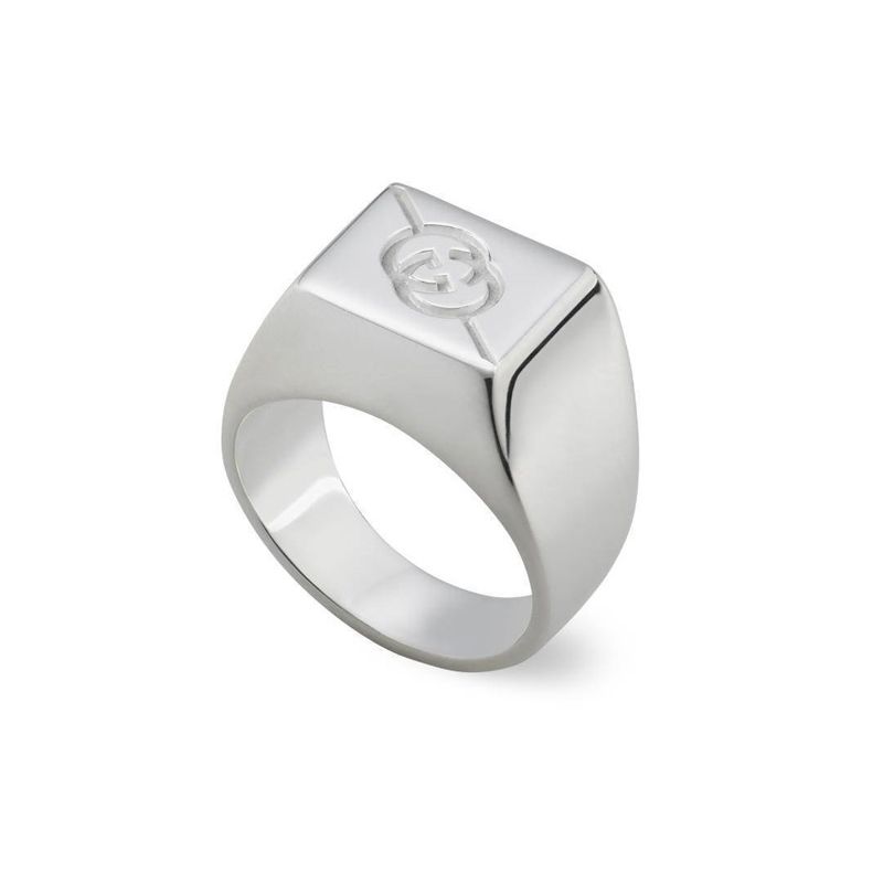 Luxury ANELLI GUCCI MOD. YBC774046001 silver ring with sleek design and signature logo, perfect for fashion-forward enthusiasts.