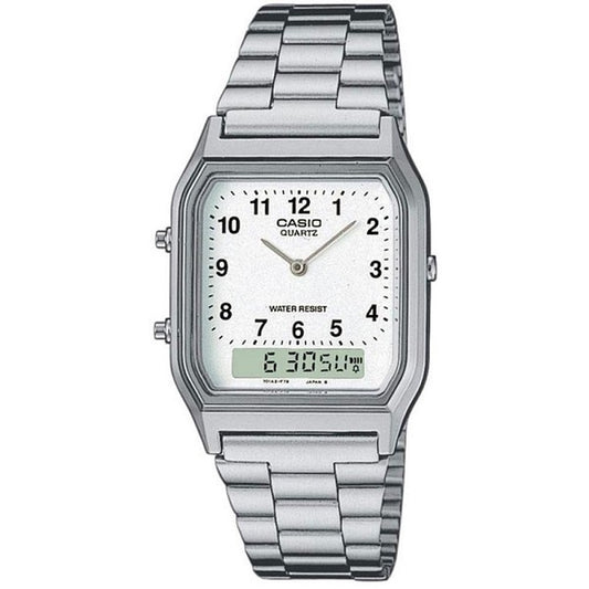 CASIO VINTAGE Mod. EDGY COLLECTION - White. numbers ***SPECIAL PRICE*** unisex wristwatch with stainless steel bracelet and quartz movement.