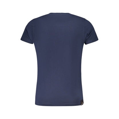 Accademia Militare Blue Cotton T-Shirt with short sleeves and crew neck, featuring a big eagle print and logo on the back view