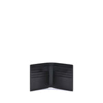 Alexander McQueen Logoed Wallet in black leather, showcasing five card slots and two bill slots for optimal organization and style.