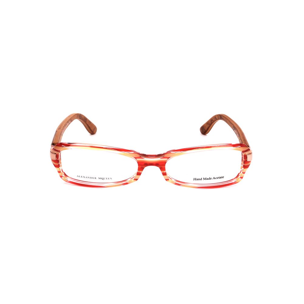 Alexander McQueen Red Acetate Frames with 52/16/130 mm dimensions for women, featuring a stylish design in vibrant red acetate material.