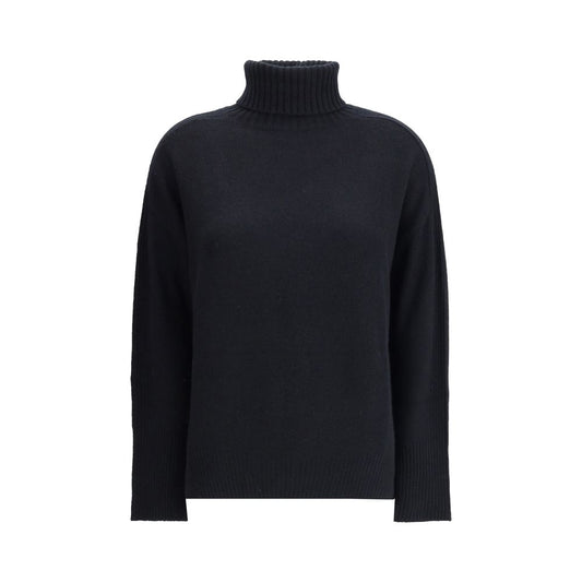 Allude Black Cashmere Cashmere Sweater with high collar and ribbed cuffs for elegant comfort.